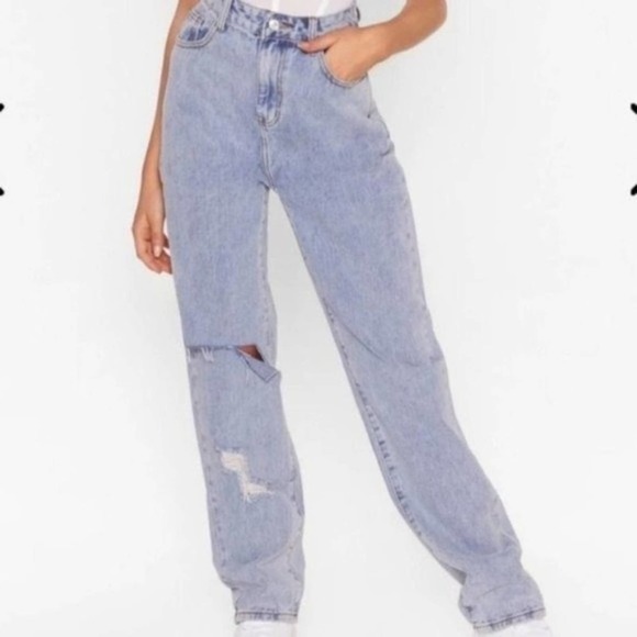 Acid Wash Distressed Jeans with Pockets